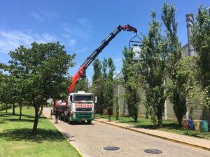 Planejamento de remoção industrial segura com equipe especializada e equipamentos de içamento